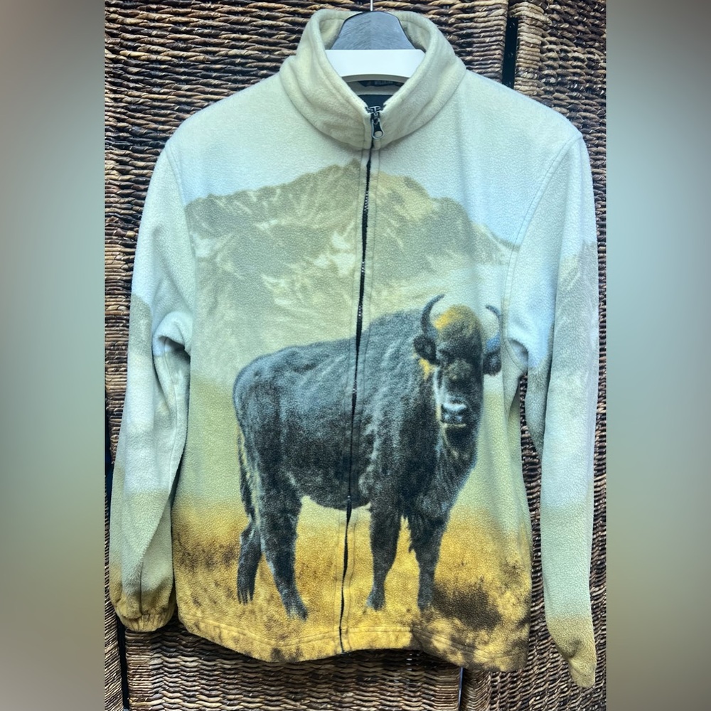 Wildkind- Buffalo Print Fleece Sweater - Cream and Black, Medium